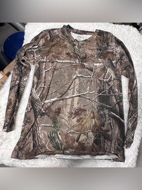 RedHead Men's Long Sleeve Camo Henley Shirt - Brown Green